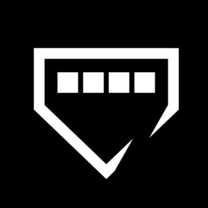 White stylized chat bubble with four squares
